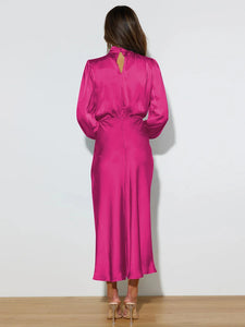 Spring Summer New High-End Satin Long Sleeved Dress