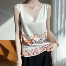 Load image into Gallery viewer, Niche Design Western-style Silk Camisole Women&#39;s V-neck Floral Print Tops