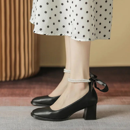 Womens Heel Square Toe Mary Jane Shoes