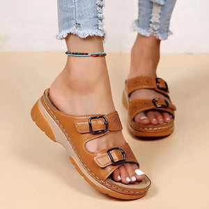 Women Fashion Thick Bottom Buckle Slippers
