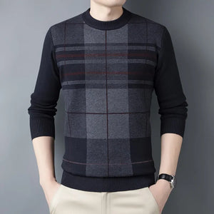 Men's Plaid Printing Pullover Sweater