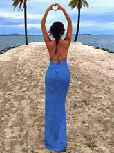 Load image into Gallery viewer, Sexy Knit Cut Out Tassel Spaghetti Strap Bodycon Beach Maxi Dress Summer Women&#39;s Holiday Club Party Outfit Swimsuit Cover Up K10
