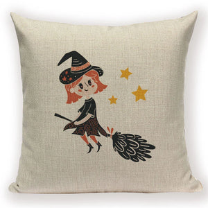 Happy Halloween Pumpkin Bat Magic Girl Flying Carpet Ghosts Decor Cushion Cover Halloween Decoration Horror House Party Supplies