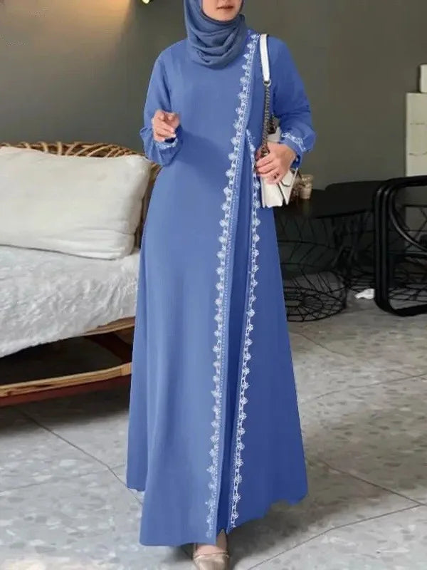 Women's Long Sleeve Lace Robe, Ramadan, Islamic, Arab, Muslima Dress