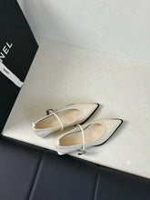 Load image into Gallery viewer, Pointed Toe Women Loafers Black Brown White Casual Mules Shoes Belt Buckle Shallow Slip On Low Flat Heeled Party Pumps Size 40