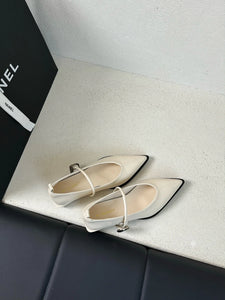 Pointed Toe Women Loafers Black Brown White Casual Mules Shoes Belt Buckle Shallow Slip On Low Flat Heeled Party Pumps Size 40