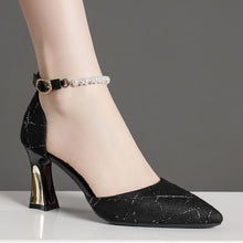 Load image into Gallery viewer, Women&#39;s High Heels Pointed Toe Sandals  Luxury 2024 Womens Shallow Shoes Casual Elegant Luxury Pearl Buckle Strap