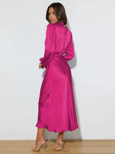 Load image into Gallery viewer, Spring Summer New High-End Satin Long Sleeved Dress