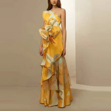 Load image into Gallery viewer, New Party Floral Print Dress High Waist Banquet Dress
