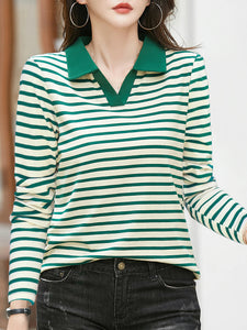 Women's striped POLO shirt