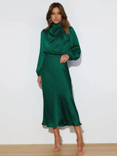 Load image into Gallery viewer, Spring Summer New High-End Satin Long Sleeved Dress