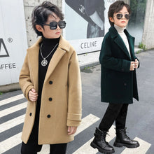 Load image into Gallery viewer, Kids Winter Wool Coat Windproof Outdoor Long Jacket