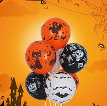 Load image into Gallery viewer, 30/10Pcs Scary Halloween Balloons Kids Toys Pumpkin Skeleton Ghost Bar Party Decor Balloon Halloween Black Orange Latex Balloon
