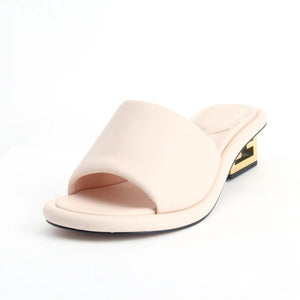 Women White Fend Mid Heel Sandals