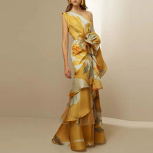 Load image into Gallery viewer, New Party Floral Print Dress High Waist Banquet Dress
