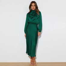 Load image into Gallery viewer, Spring Summer New High-End Satin Long Sleeved Dress