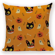 Load image into Gallery viewer, Happy Halloween Pumpkin Bat Magic Girl Flying Carpet Ghosts Decor Cushion Cover Halloween Decoration Horror House Party Supplies