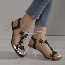 Load image into Gallery viewer, Women Transparent Square Heel Sandals