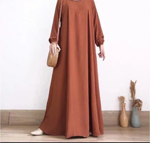 Load image into Gallery viewer, Solid Stretch Cuff Women Dress Zip-up Abayas