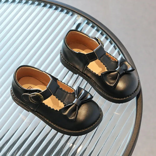 Girls Oxfords Spring Autumn T-strap Butterfly Leather School Shoes