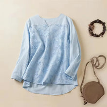 Load image into Gallery viewer, Women Lace Long Sleeve Tops V Neck Shirt