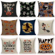 Load image into Gallery viewer, Happy Halloween Pumpkin Bat Magic Girl Flying Carpet Ghosts Decor Cushion Cover Halloween Decoration Horror House Party Supplies
