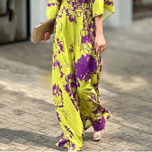 Load image into Gallery viewer, Women Jumpsuit Casual Printed Short Bat Sleeve V Neck