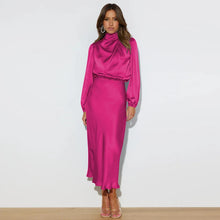 Load image into Gallery viewer, Spring Summer New High-End Satin Long Sleeved Dress