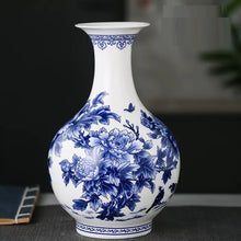 Load image into Gallery viewer, Elegant Blue and White Porcelain Vases
