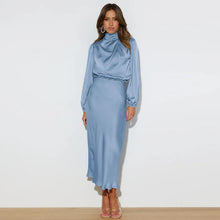 Load image into Gallery viewer, Spring Summer New High-End Satin Long Sleeved Dress