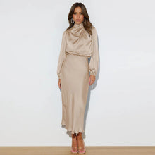 Load image into Gallery viewer, Spring Summer New High-End Satin Long Sleeved Dress