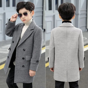 Boys Boutique Winter Woolen Herringbone Pattern Coat