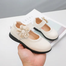 Load image into Gallery viewer, Girls Black Leather Shoes for School Party Flowers Shoes