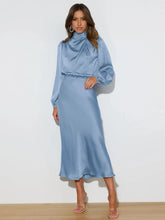 Load image into Gallery viewer, Spring Summer New High-End Satin Long Sleeved Dress