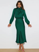Load image into Gallery viewer, Spring Summer New High-End Satin Long Sleeved Dress