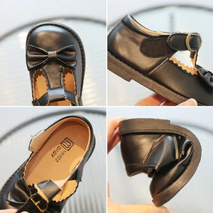 Girls Oxfords Spring Autumn T-strap Butterfly Leather School Shoes