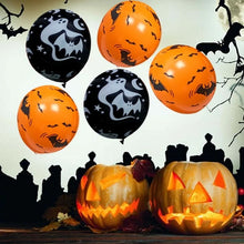 Load image into Gallery viewer, 30/10Pcs Scary Halloween Balloons Kids Toys Pumpkin Skeleton Ghost Bar Party Decor Balloon Halloween Black Orange Latex Balloon