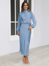 Load image into Gallery viewer, Spring Summer New High-End Satin Long Sleeved Dress