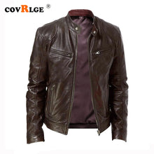 Load image into Gallery viewer, Men&#39;s Stand-up Collar Slim Leather Jacket