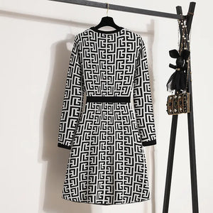 Women Knitted Dresses Elegant Fashion Vintage Dress