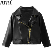 Load image into Gallery viewer, Boys Faux Leather Motorcycle Jackets Long Sleeve Outerwear Coat
