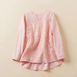 Women Lace Long Sleeve Tops V Neck Shirt