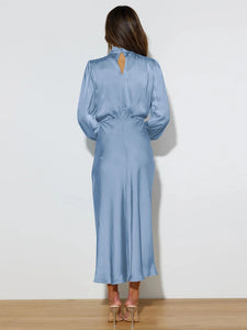 Spring Summer New High-End Satin Long Sleeved Dress