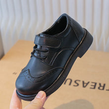 Load image into Gallery viewer, Boys Leather British Style Black Flat Shoe