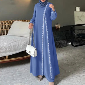 Women's Long Sleeve Lace Robe, Ramadan, Islamic, Arab, Muslima Dress