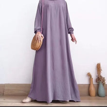 Load image into Gallery viewer, Solid Stretch Cuff Women Dress Zip-up Abayas