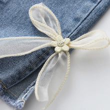 Load image into Gallery viewer, Girls Elegant Bow Denim Pants Sweet Bowknot Stretch Trousers