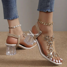 Load image into Gallery viewer, Women Transparent Square Heel Sandals