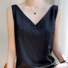 Load image into Gallery viewer, Niche Design Western-style Silk Camisole Women&#39;s V-neck Floral Print Tops
