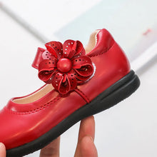 Load image into Gallery viewer, Girls Black Leather Shoes for School Party Flowers Shoes